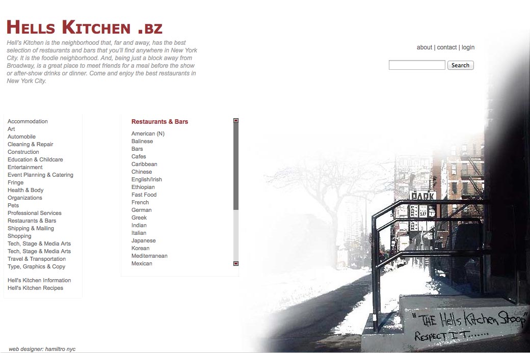 web design for a neighborhood business website - list page