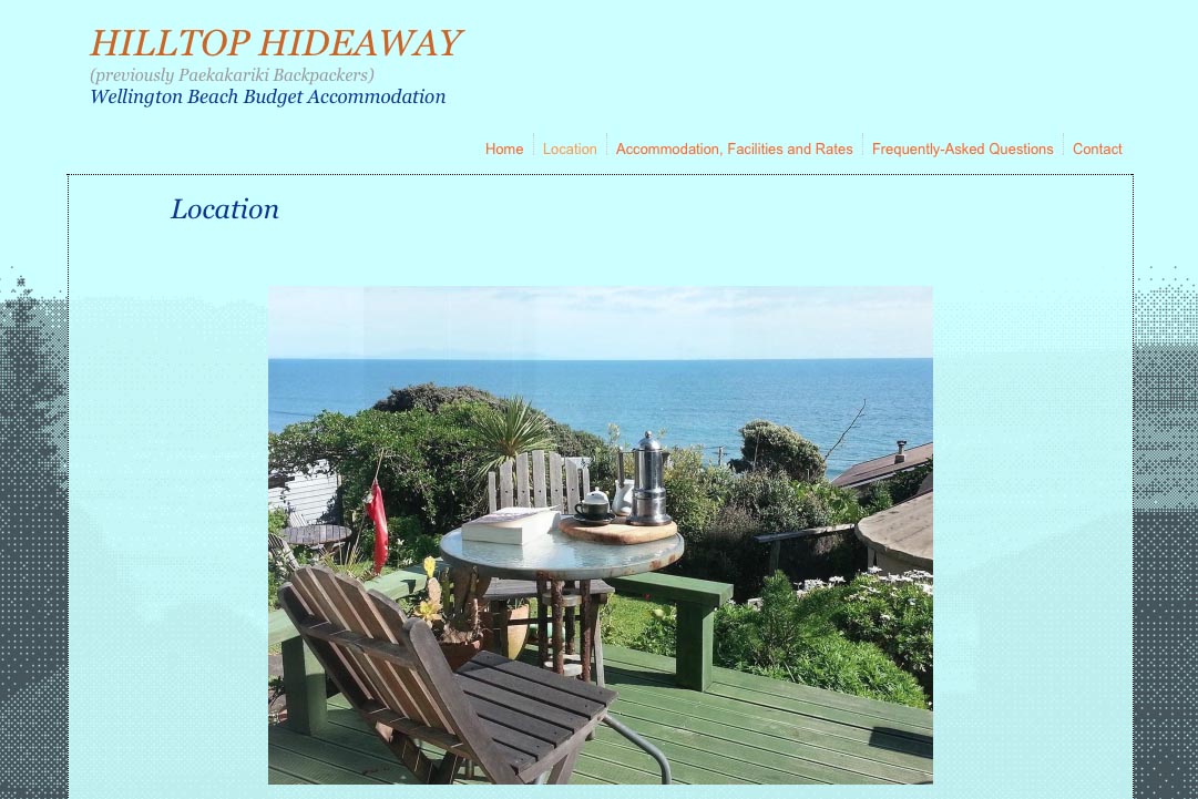 web design for a budget backpacker accommodation lodge - location page