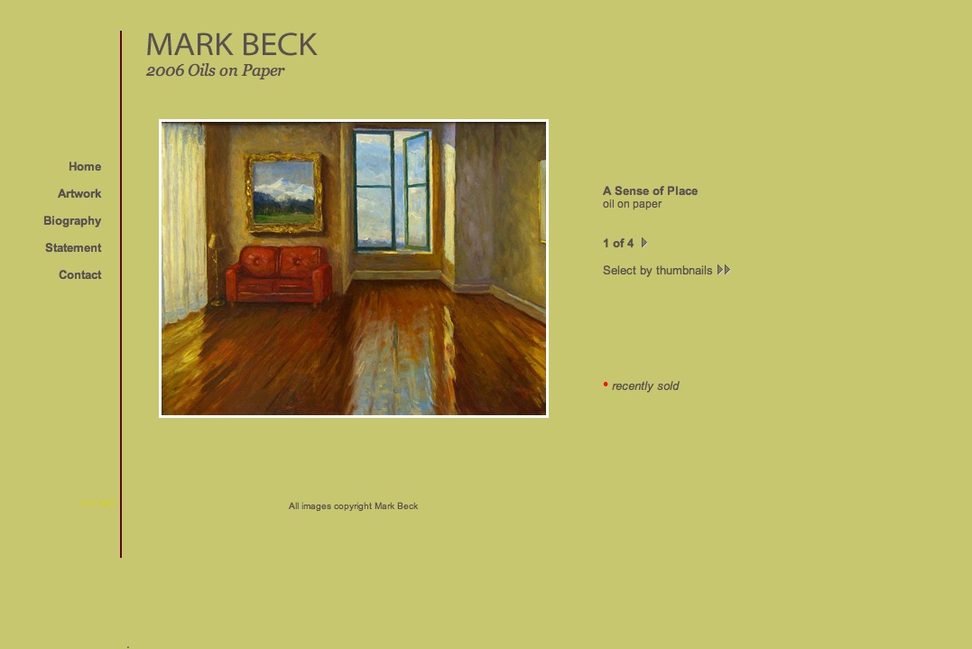 web design for a realist painter - single artwork page