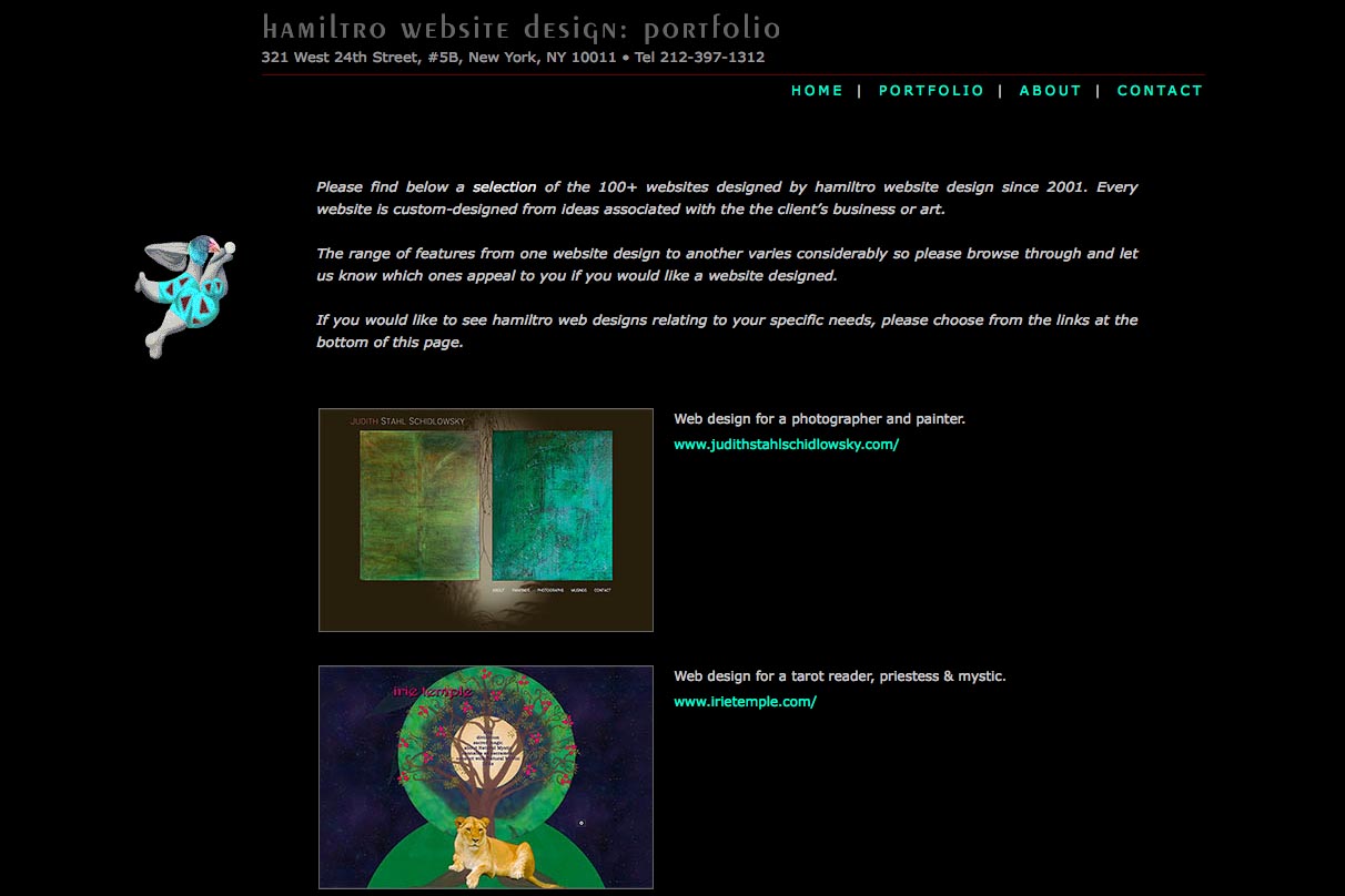 early web design for a web design company - portfolio index page