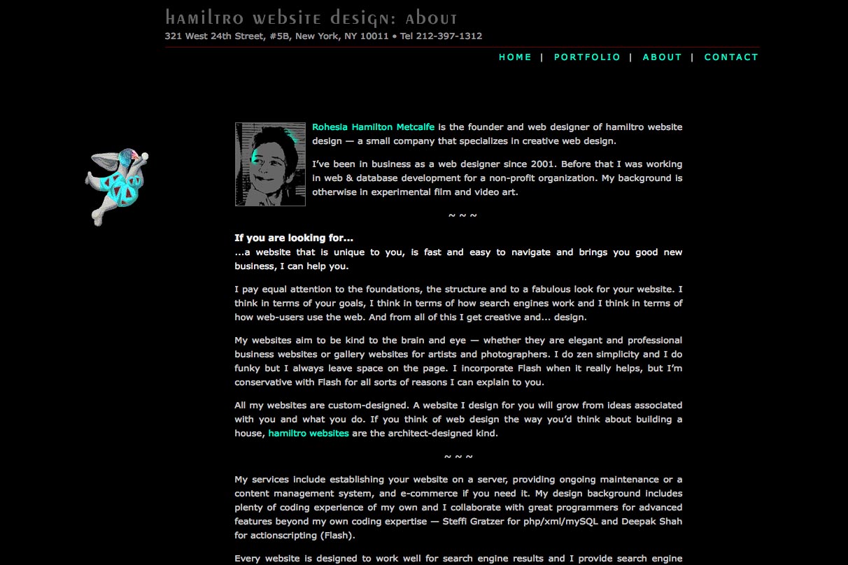 early web design for a web design company - about page