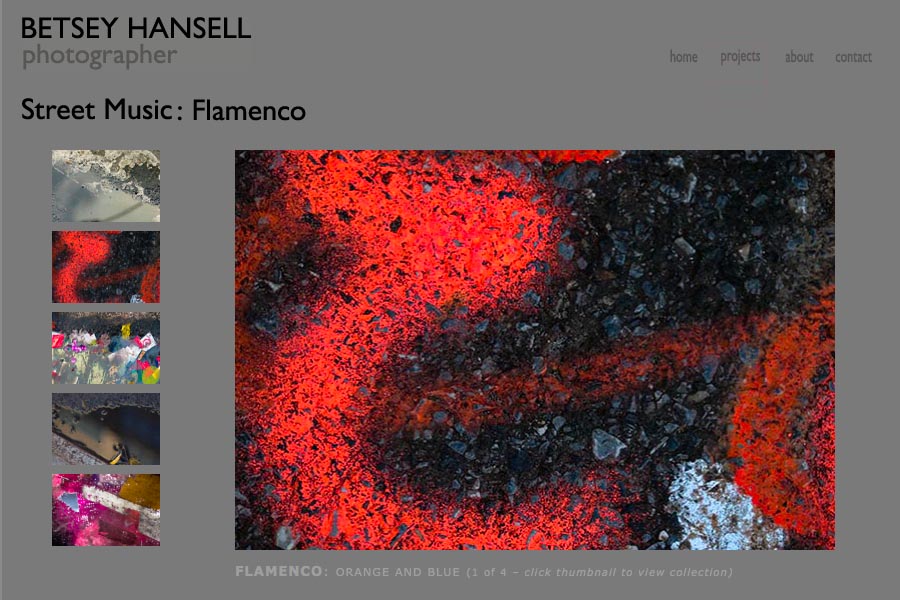 early web design for a photographer - flamenco portfolio page