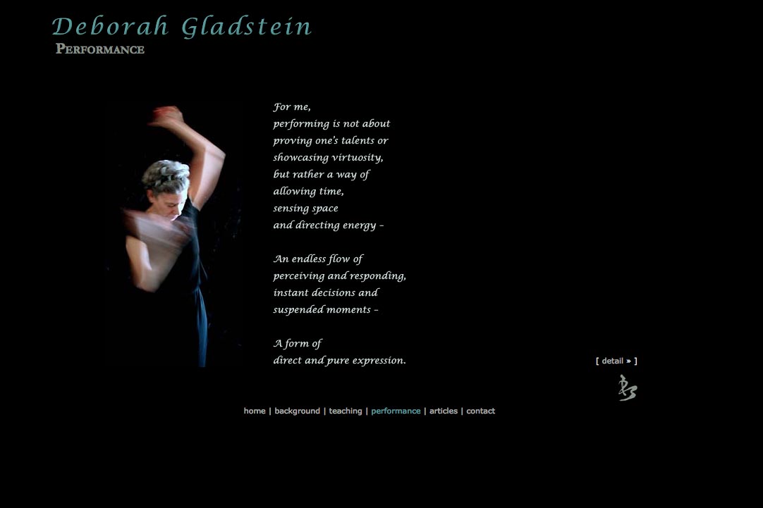 web design for a dancer - performance page