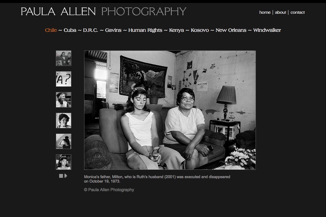 web design for a social documentary photographer - chile portfolio page