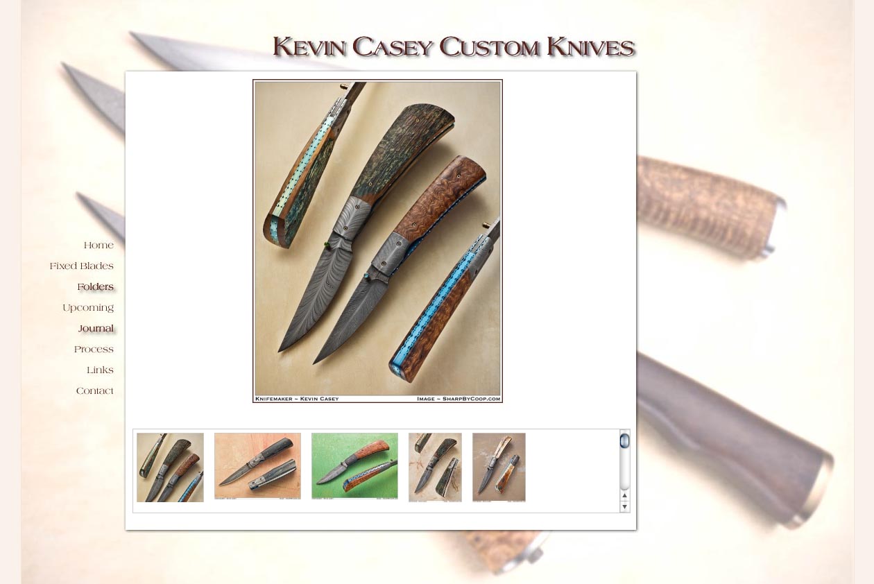 web design for a custom knife craftsman - folding knives portfolio page