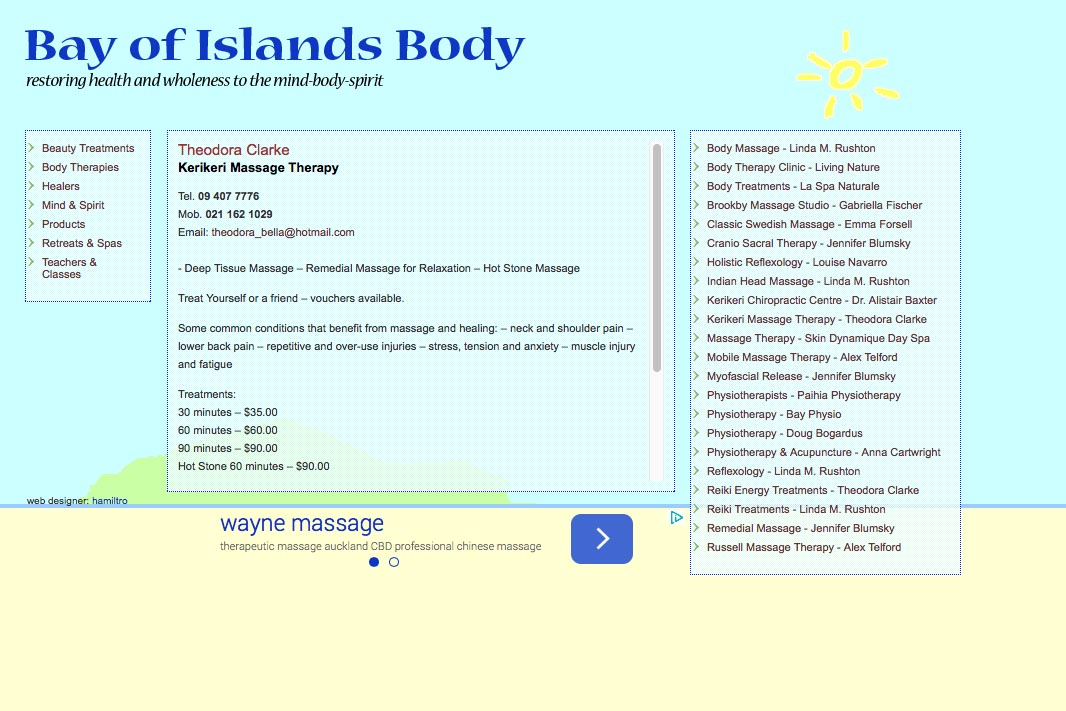 web design for holistic services in a local community - therapist page