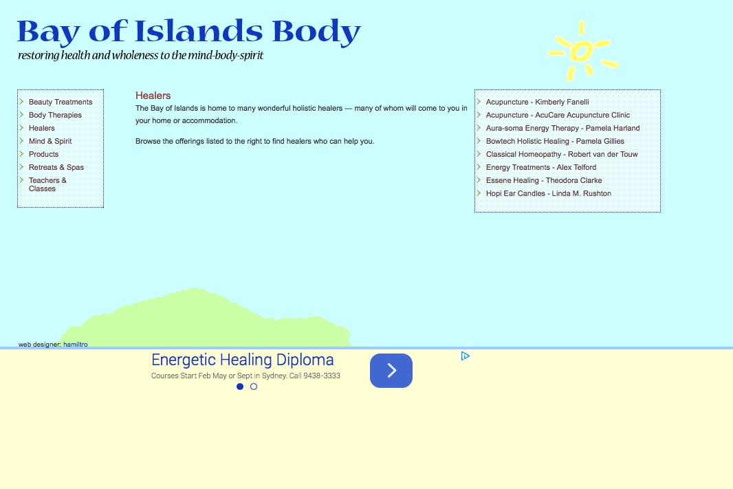 web design for holistic services in a local community - healers list page