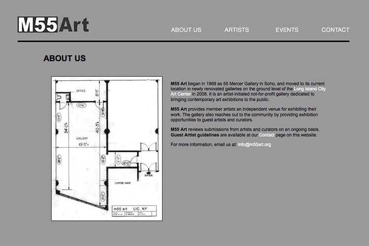 web design for an art gallery in New York - about page