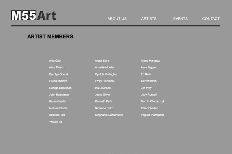 web design for an art gallery in New York - members page