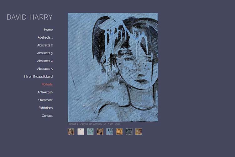 web design for an abstract artist - portraits page