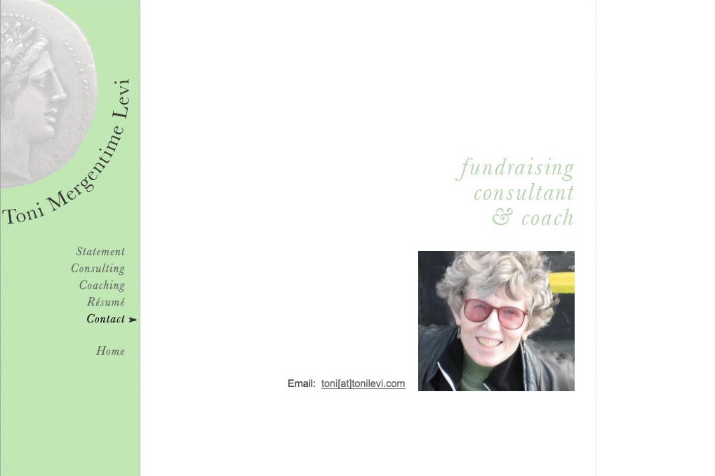 web design for a poet and fundraiser - contact the consultant page