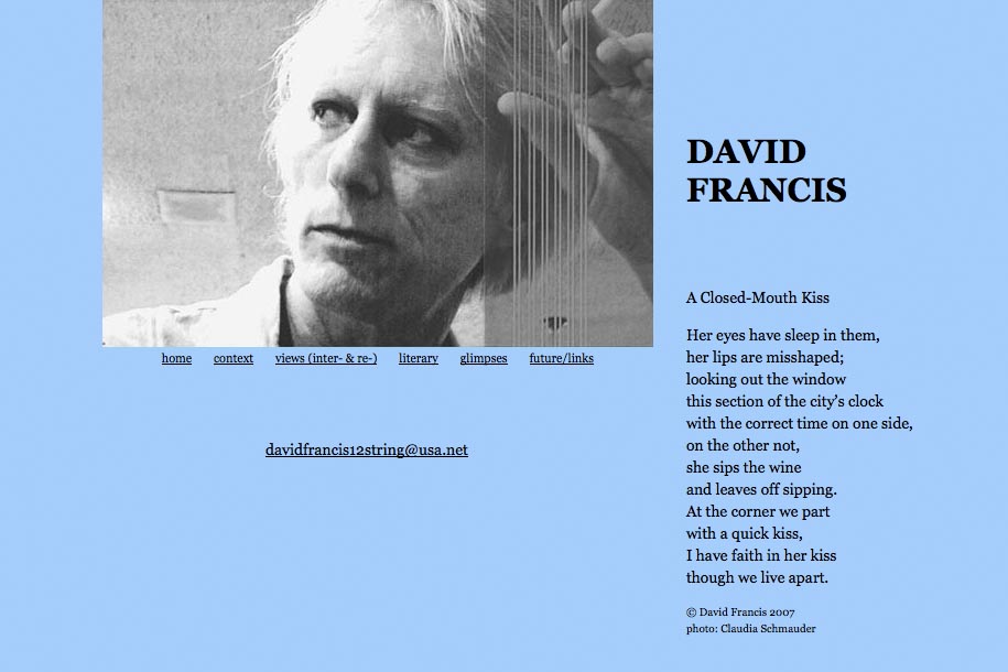 web design for a poet and singer