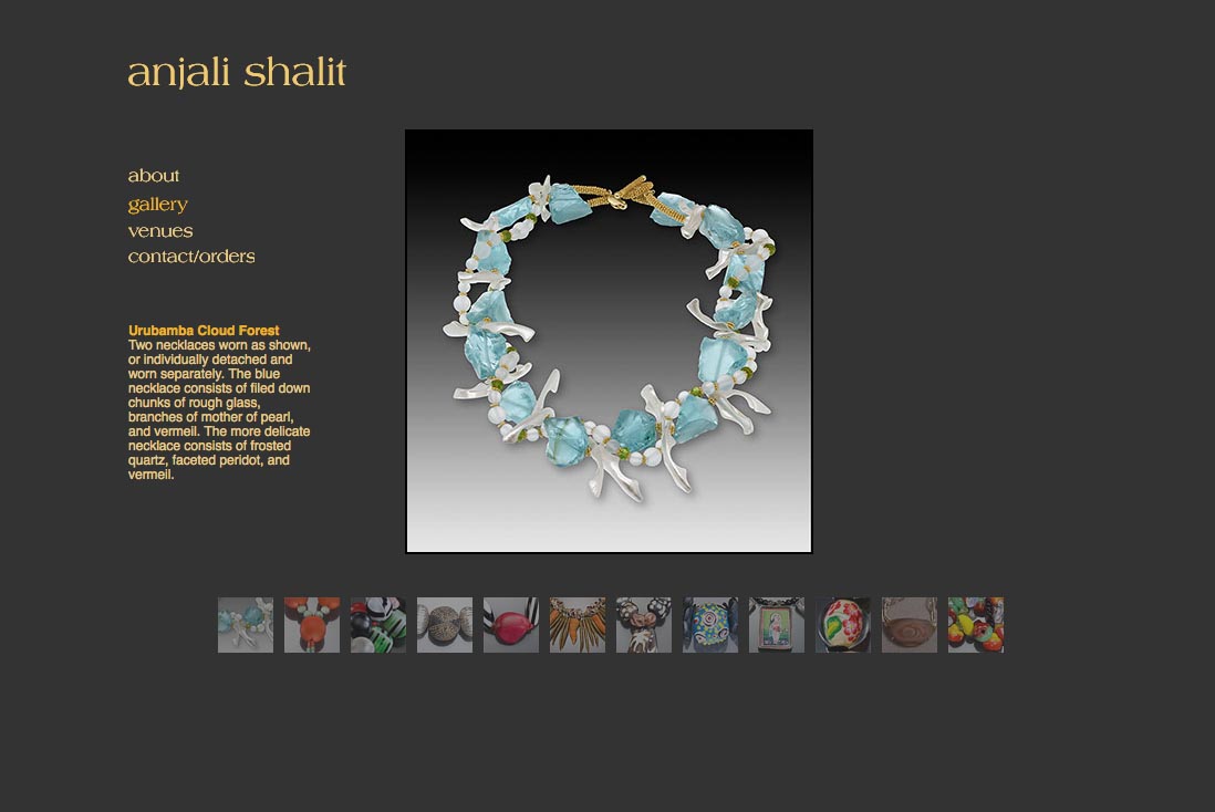 web design for a jeweler - Anjali Shalit - gallery page