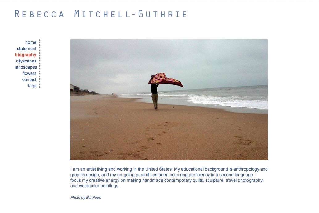 web design for a watercolor artist - biography page