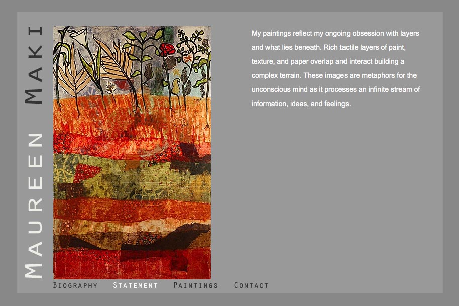 web design for an abstract artist - statement page