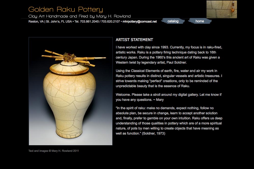 web design for a ceramicist