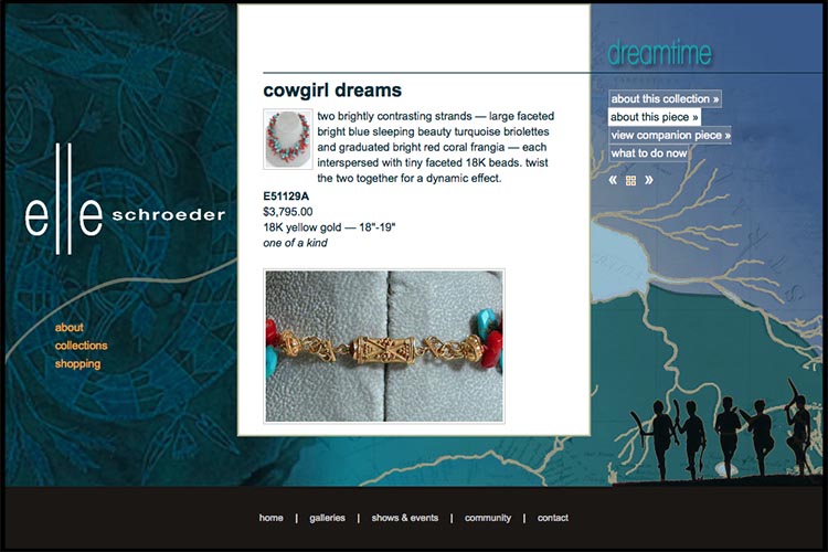 web design for a jeweler - dreamtime collection detail page