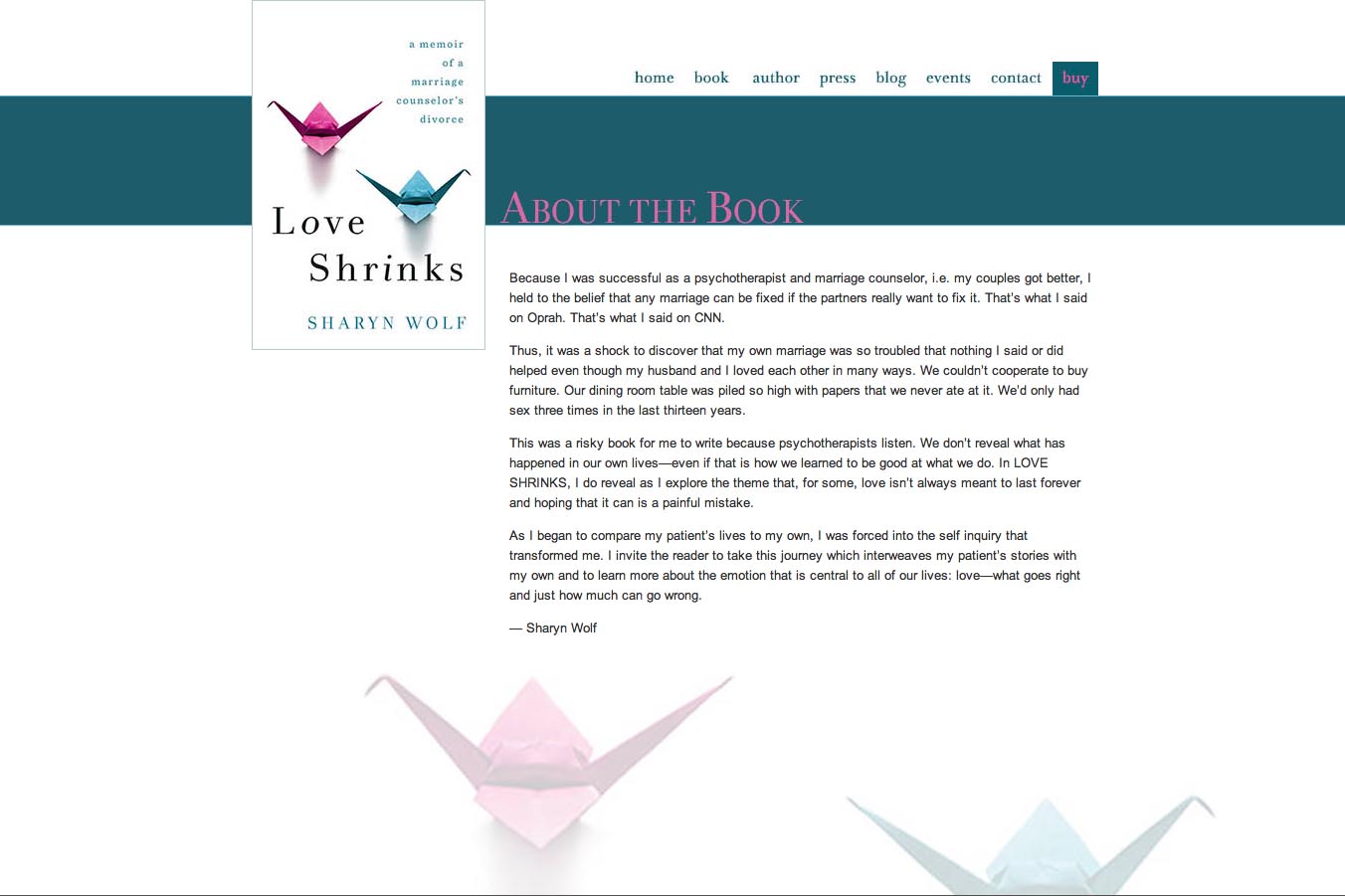 web design for a book by a relationships therapist - about the book page