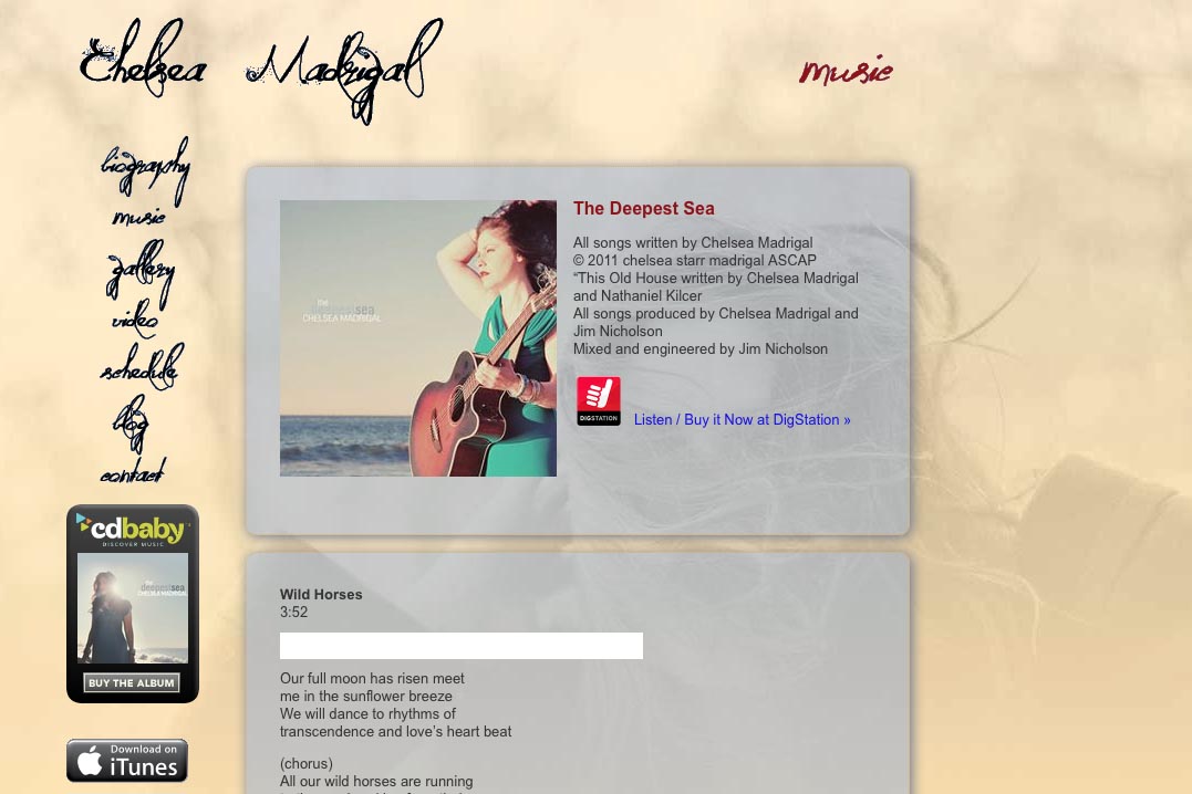 web design for a singer-songwriter - music page