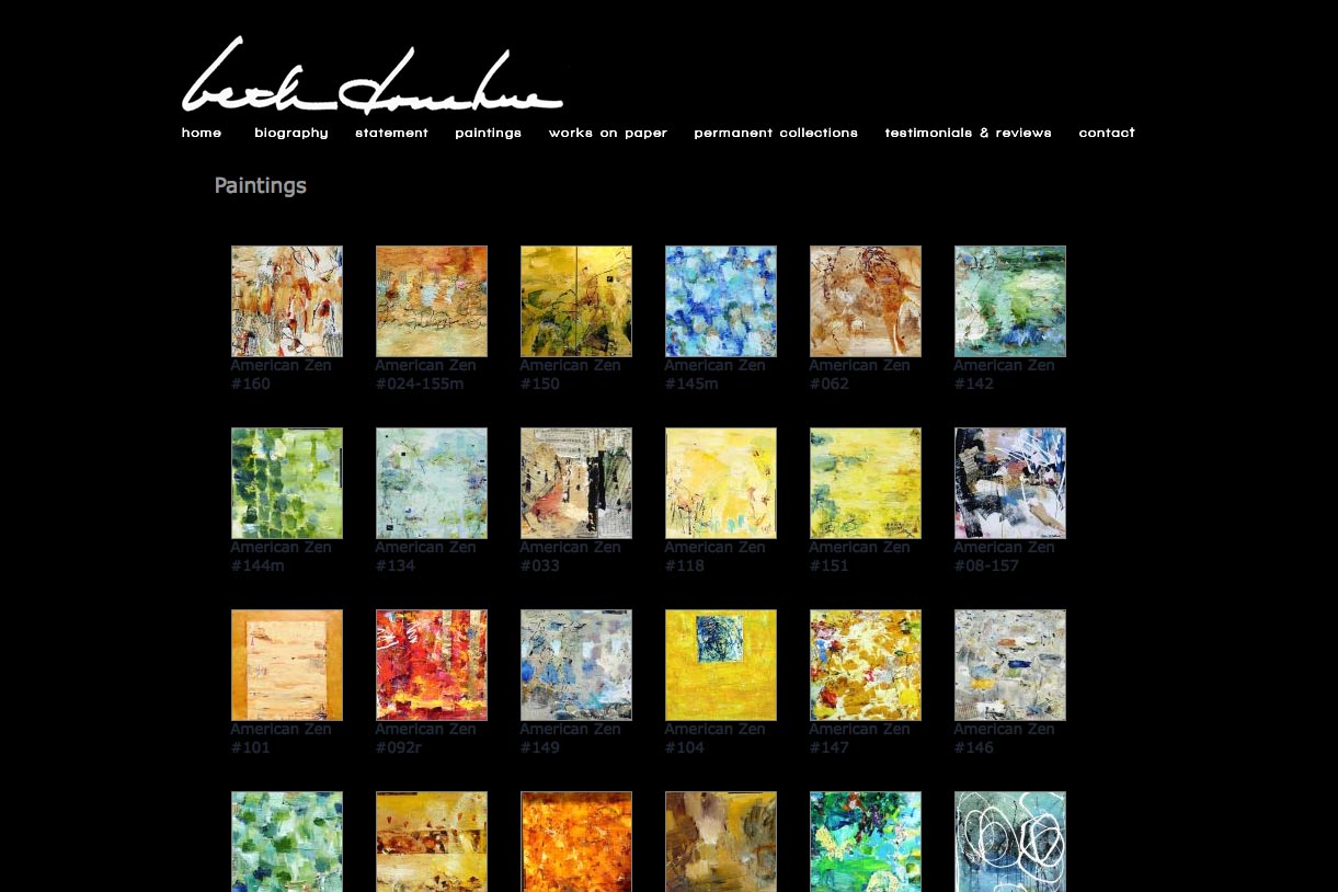 web design for an abstract artist - paintings page