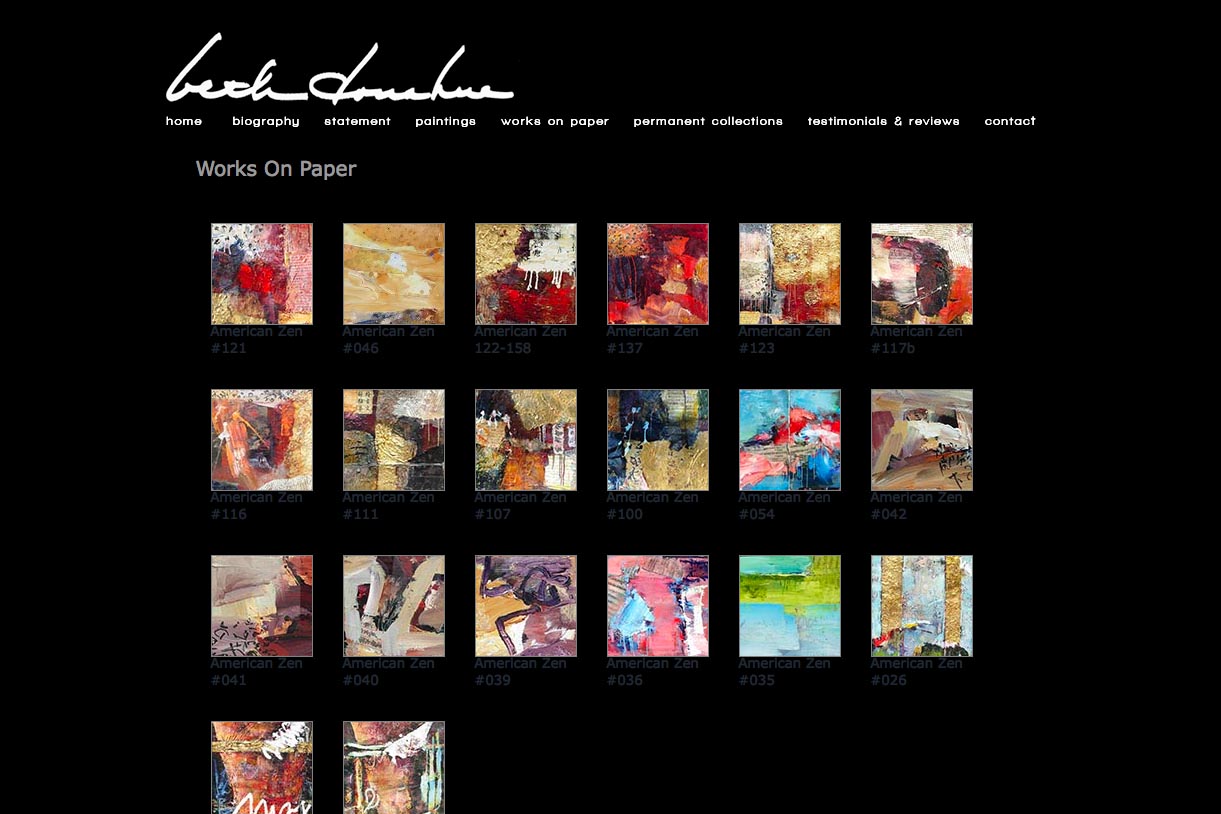 web design for an abstract artist - works on paper page