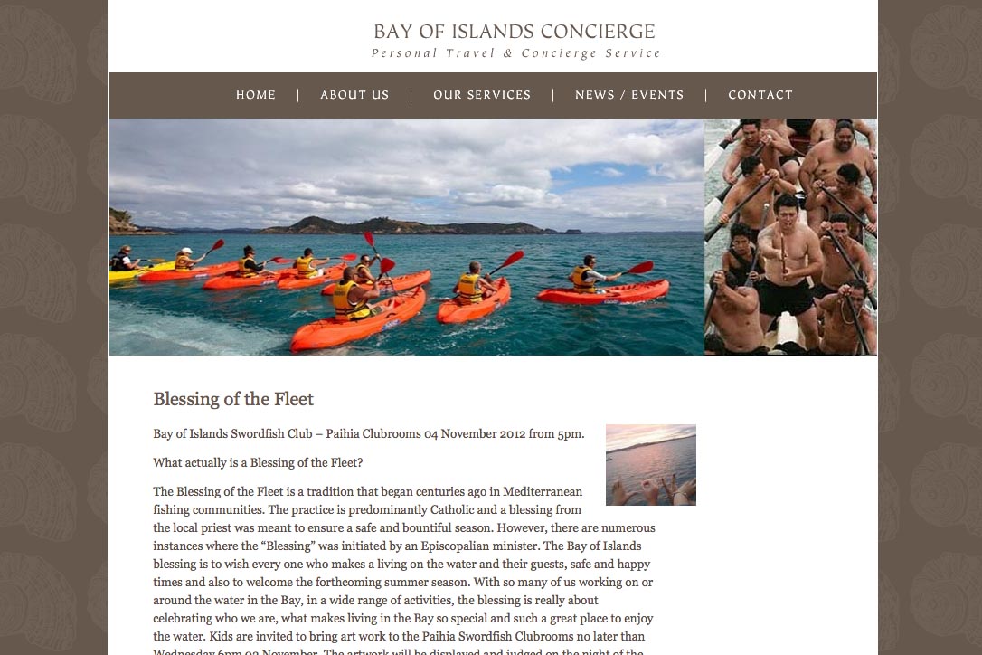 web design for a New Zealand tourist services company - news page