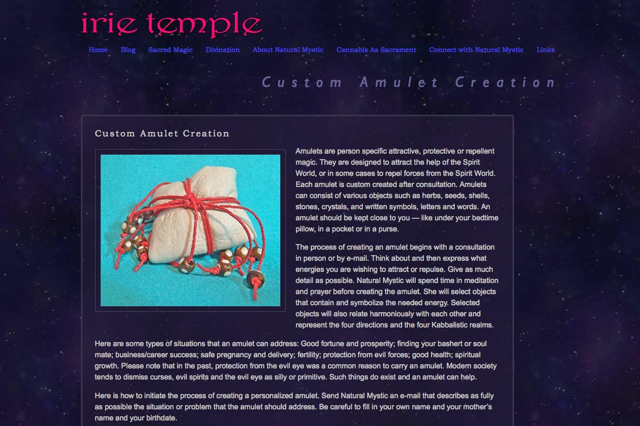 web design for a tarot reader and mystic - sacred magic single page