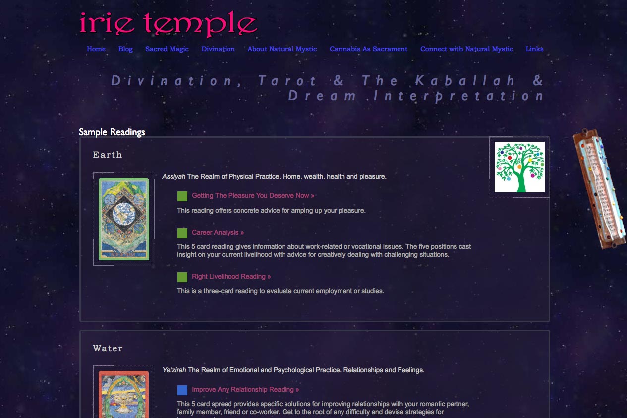 web design for a tarot reader and mystic - divination section single article page