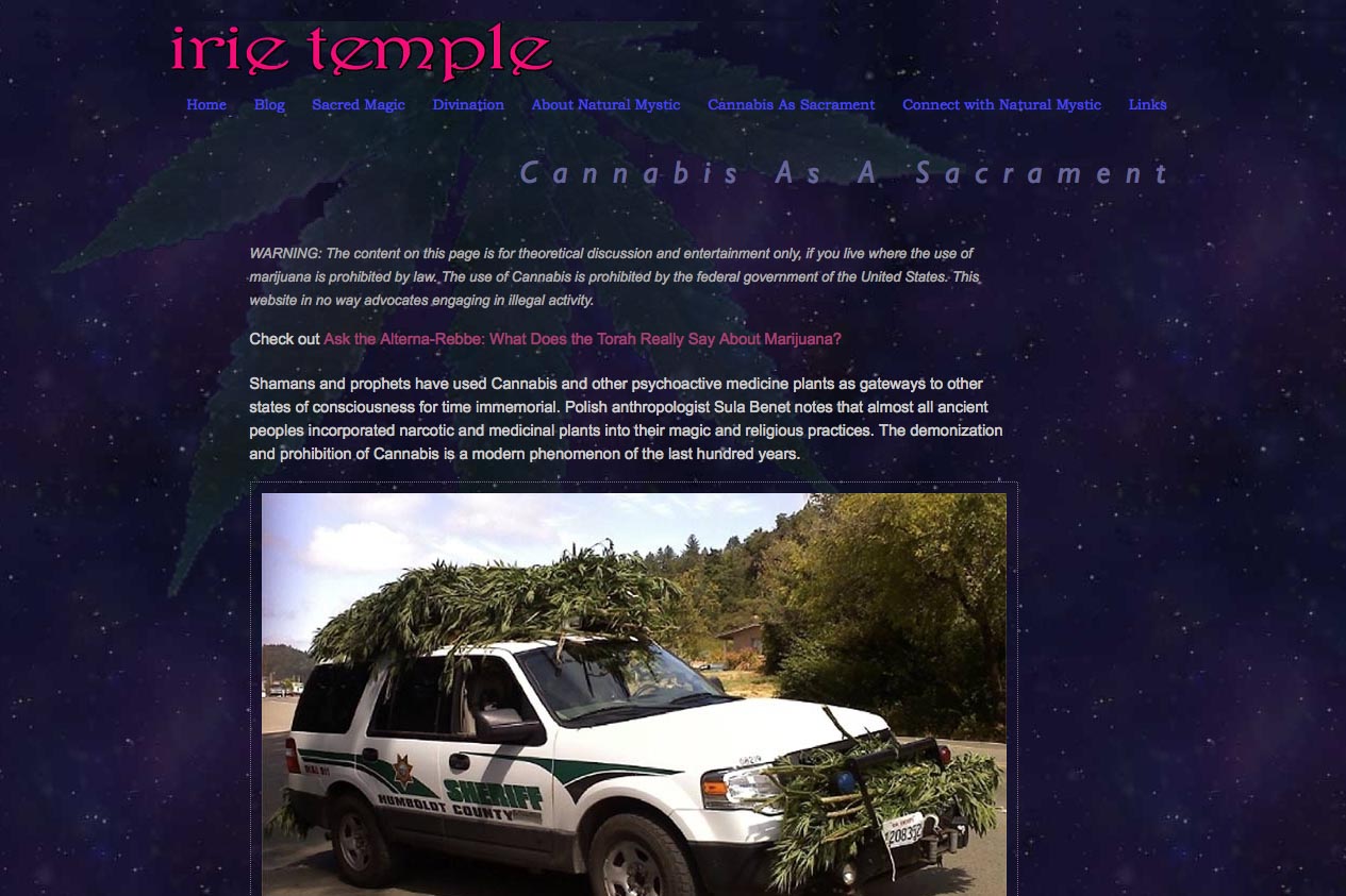 web design for a tarot reader and mystic - cannabis page