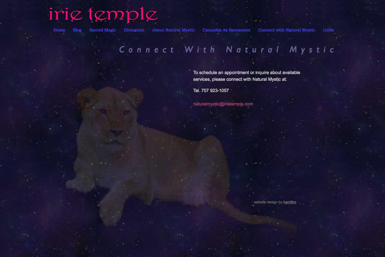 web design for a tarot reader and mystic - connect page