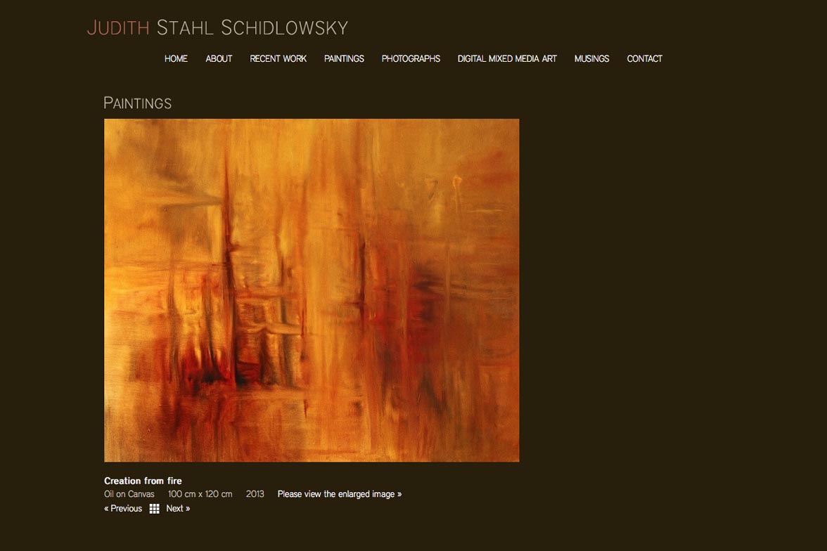 web design for a painter and photographer - paintings single artwork page