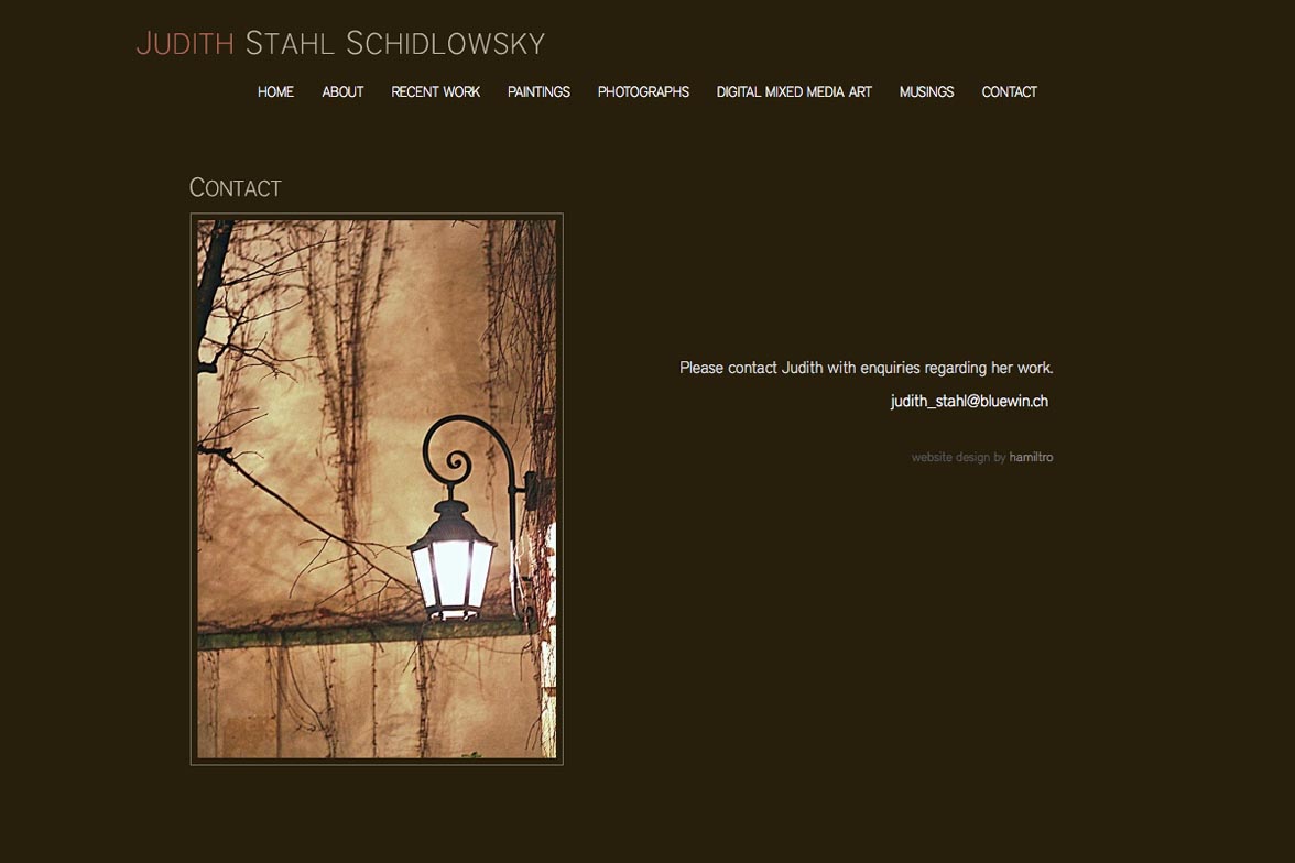 web design for a painter and photographer - contact page