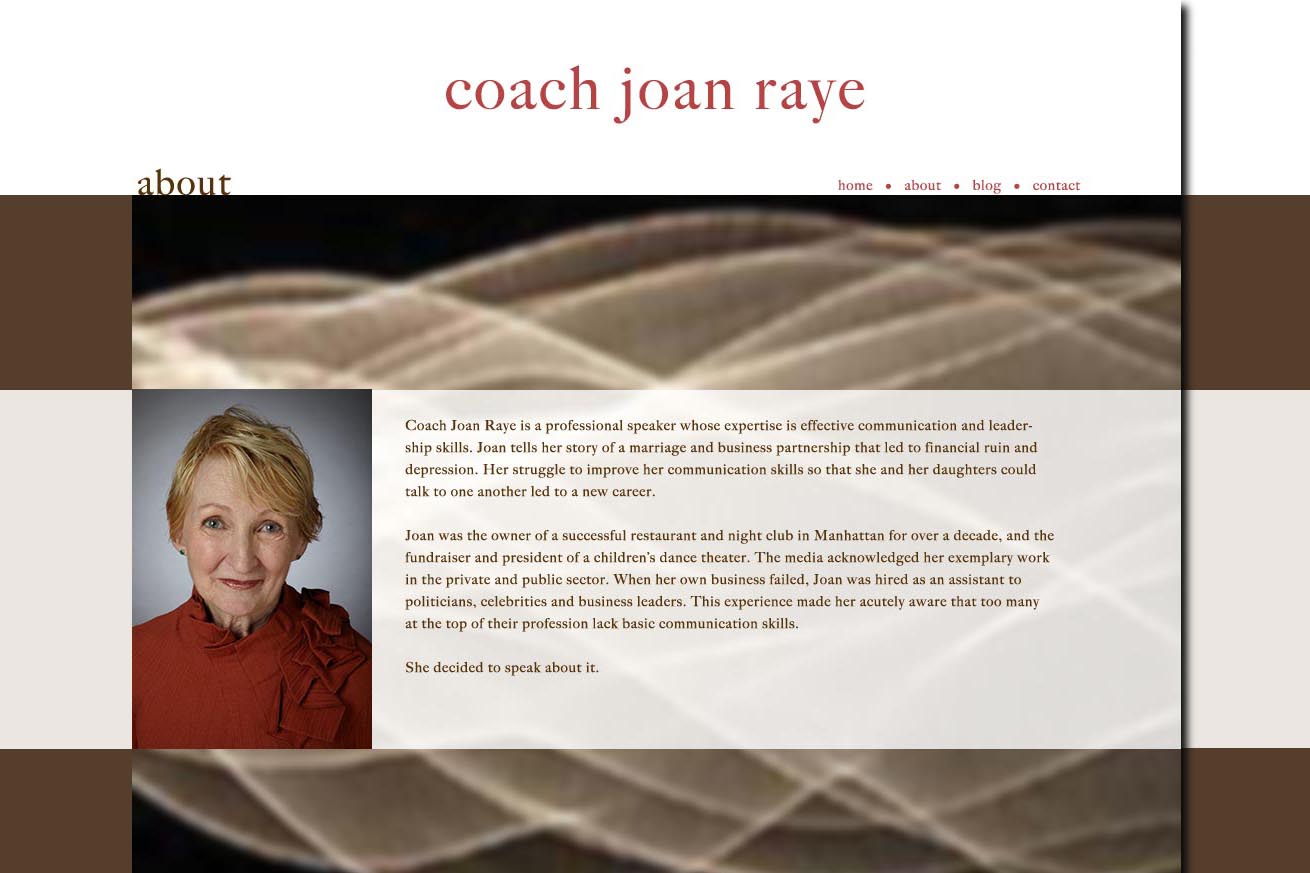 web design for a professional coach and speaker - about page