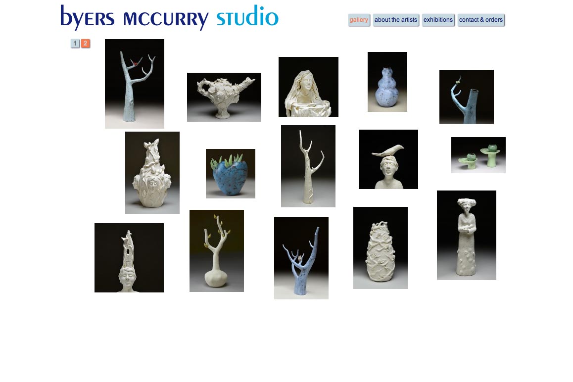 web design for two creative ceramicists - alternate home page