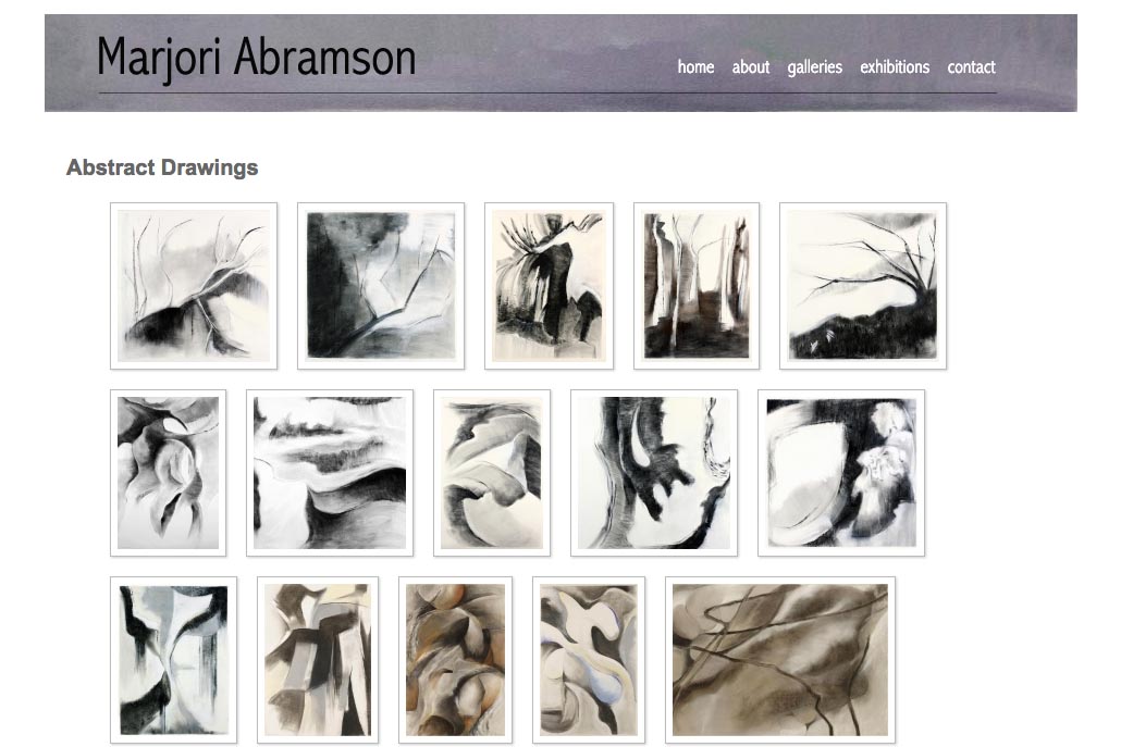 web design for an abstract and figurative artist - abstract drawings index page