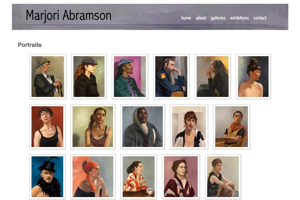 web design for an abstract and figurative artist - portraits index page