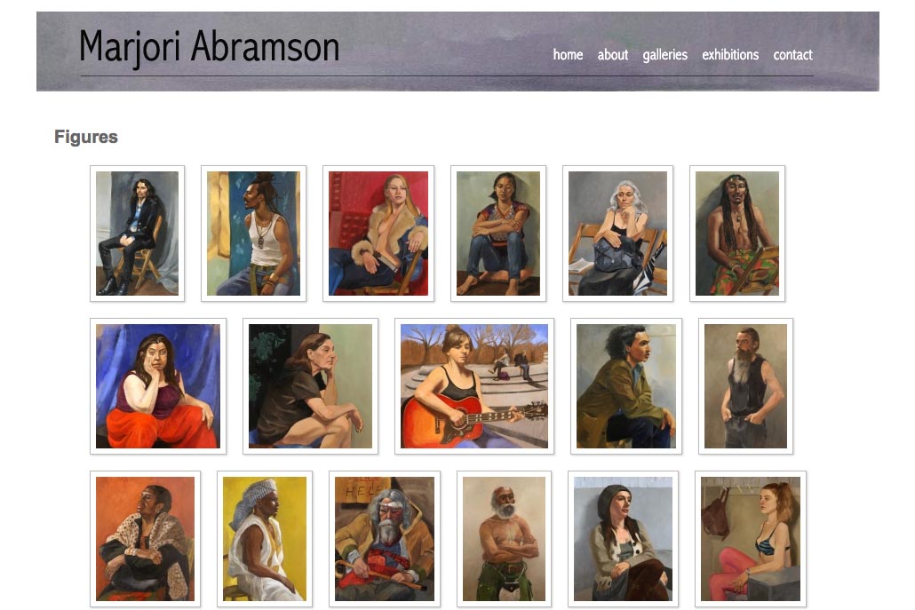 web design for an abstract and figurative artist - figures index page