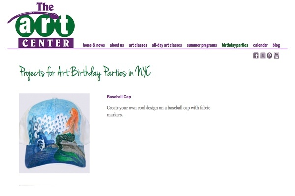 web design for an art school for New York children - birthday parties page