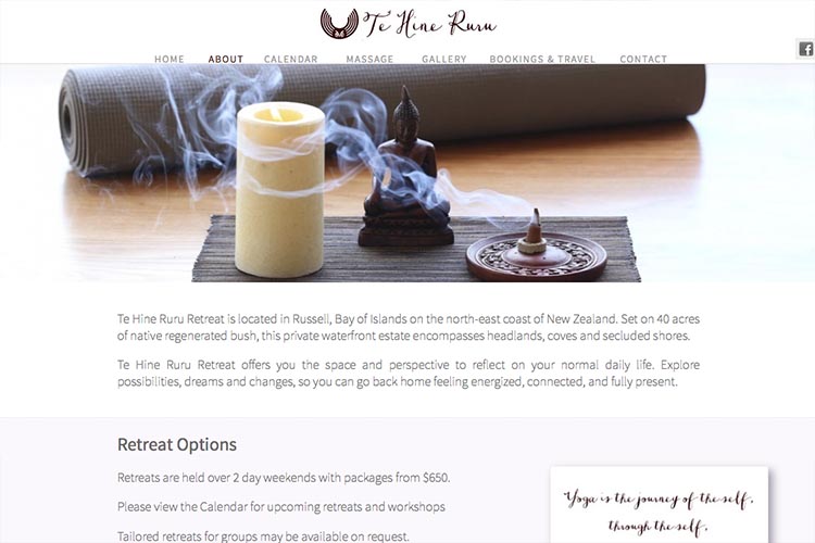 web design for a yoga retreat - about page