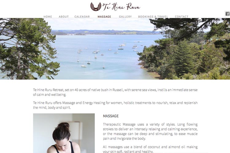 web design for a yoga retreat - massage page