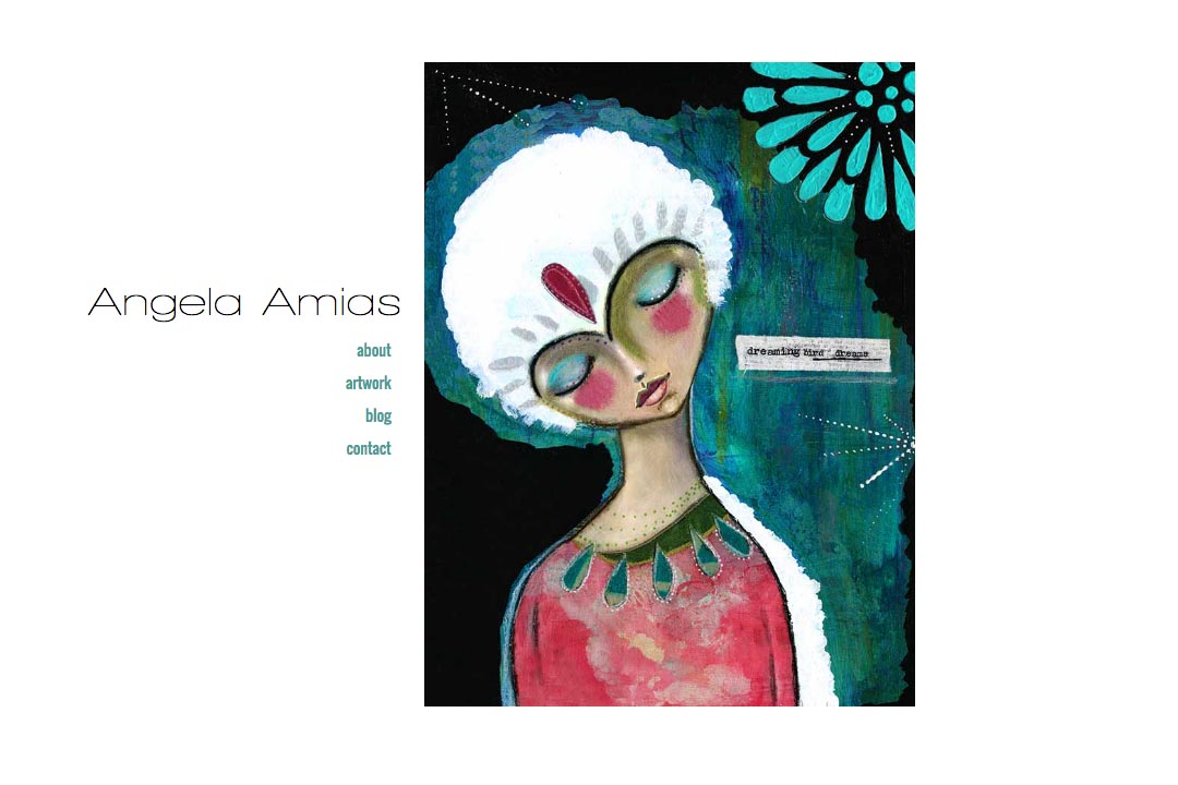 web design for an artist - Angela Amias - homepage