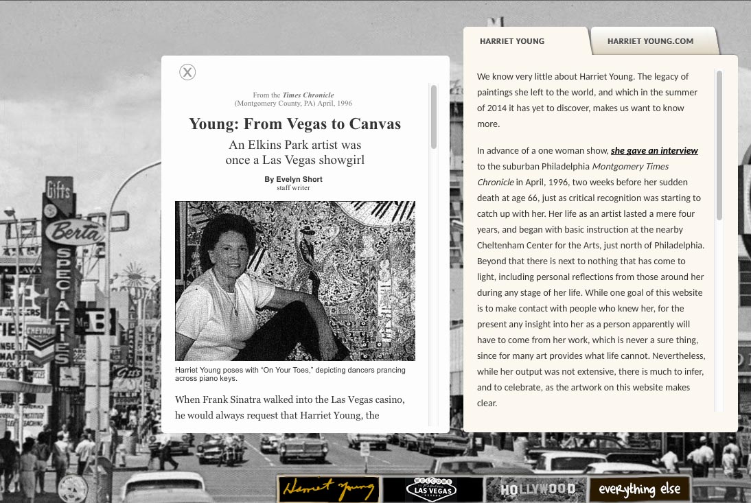 web design for a self-taught American artist - interview page