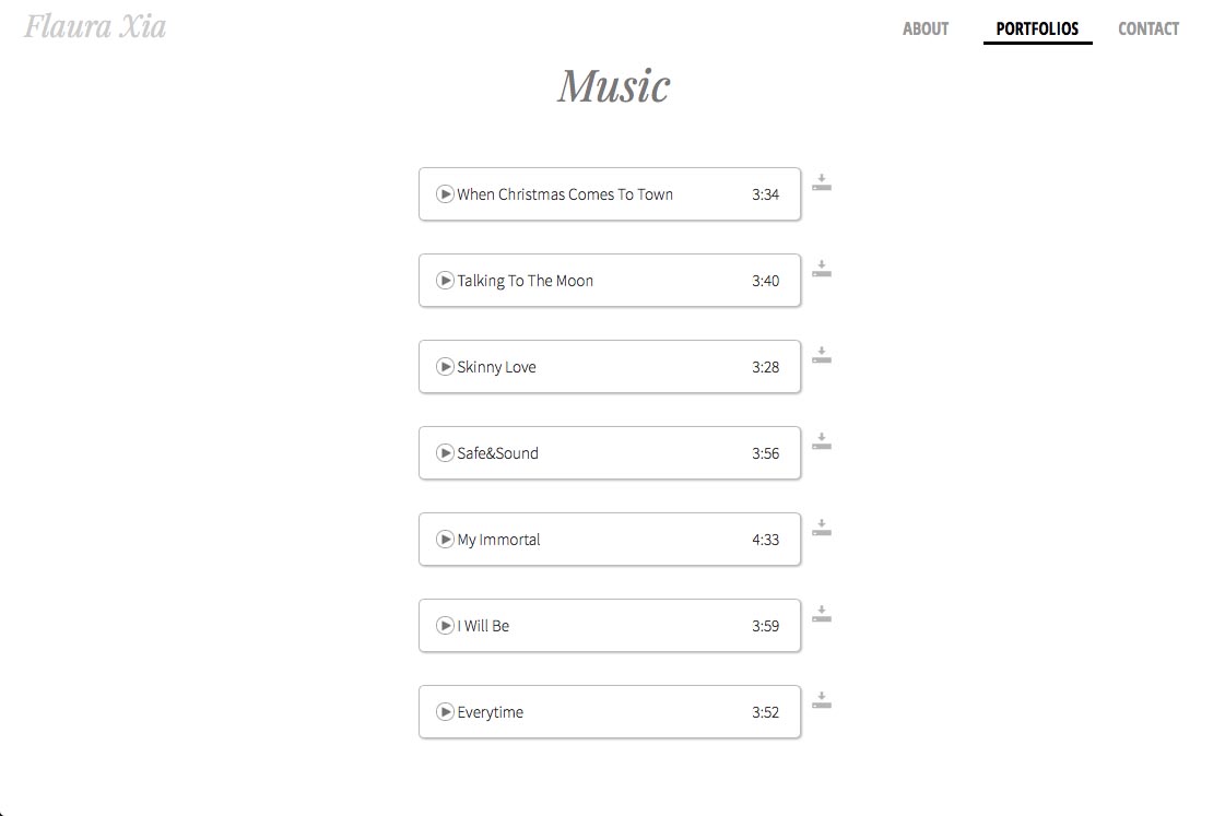 web design for an artist, writer, composer and actor - music page