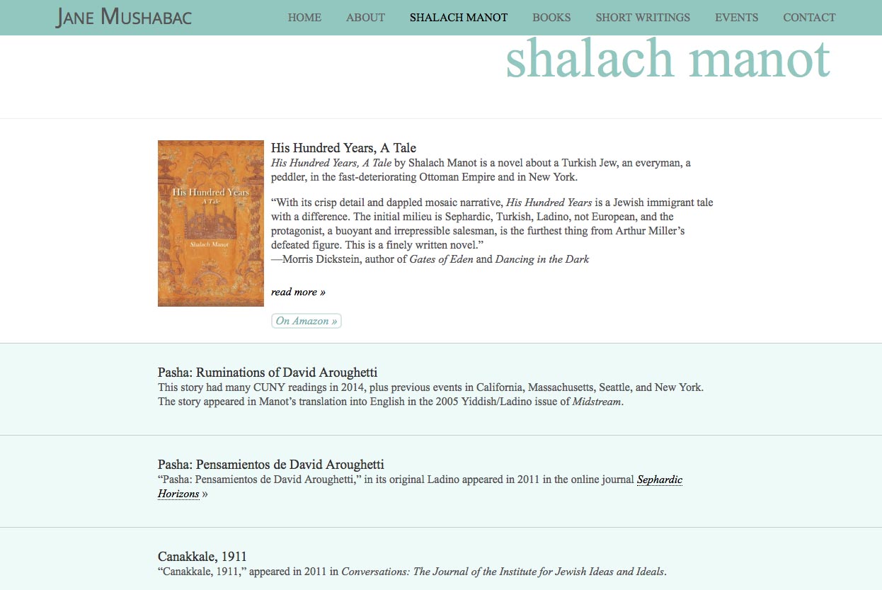 web design for an author - shalach manot page