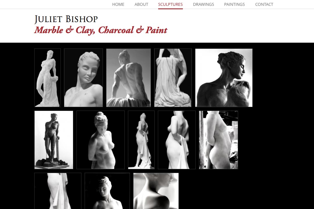 web design for a classical sculptor - sculpture index page