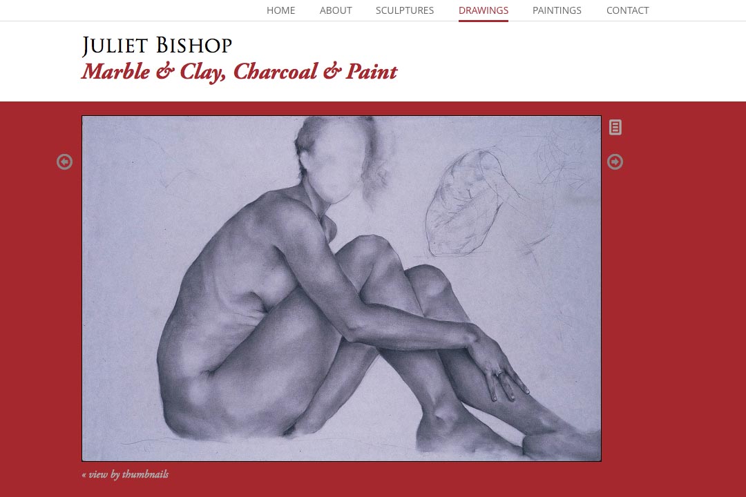 web design for a classical sculptor - drawings page