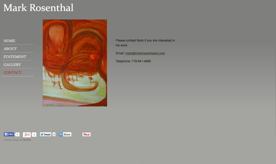 web design for an abstract painter in New York - contact page