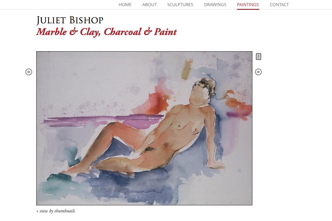 web design for a classical sculptor - paintings page