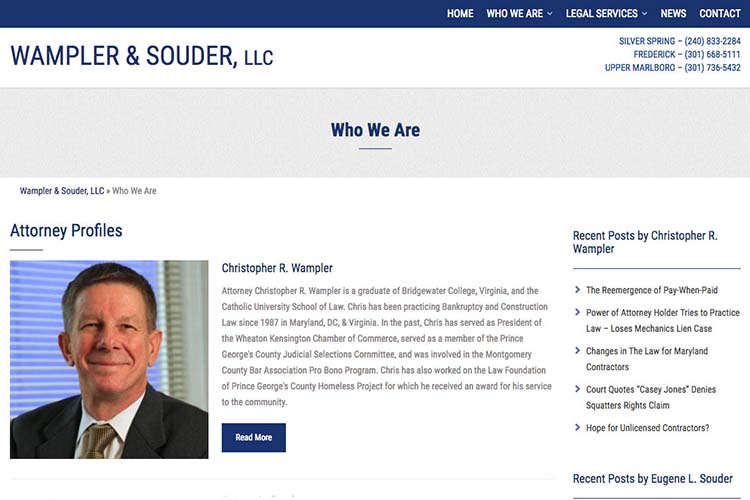 web design for a law firm in Maryland - who we are page