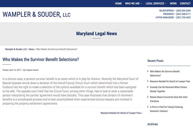 web design for a law firm in Maryland - blog single post page